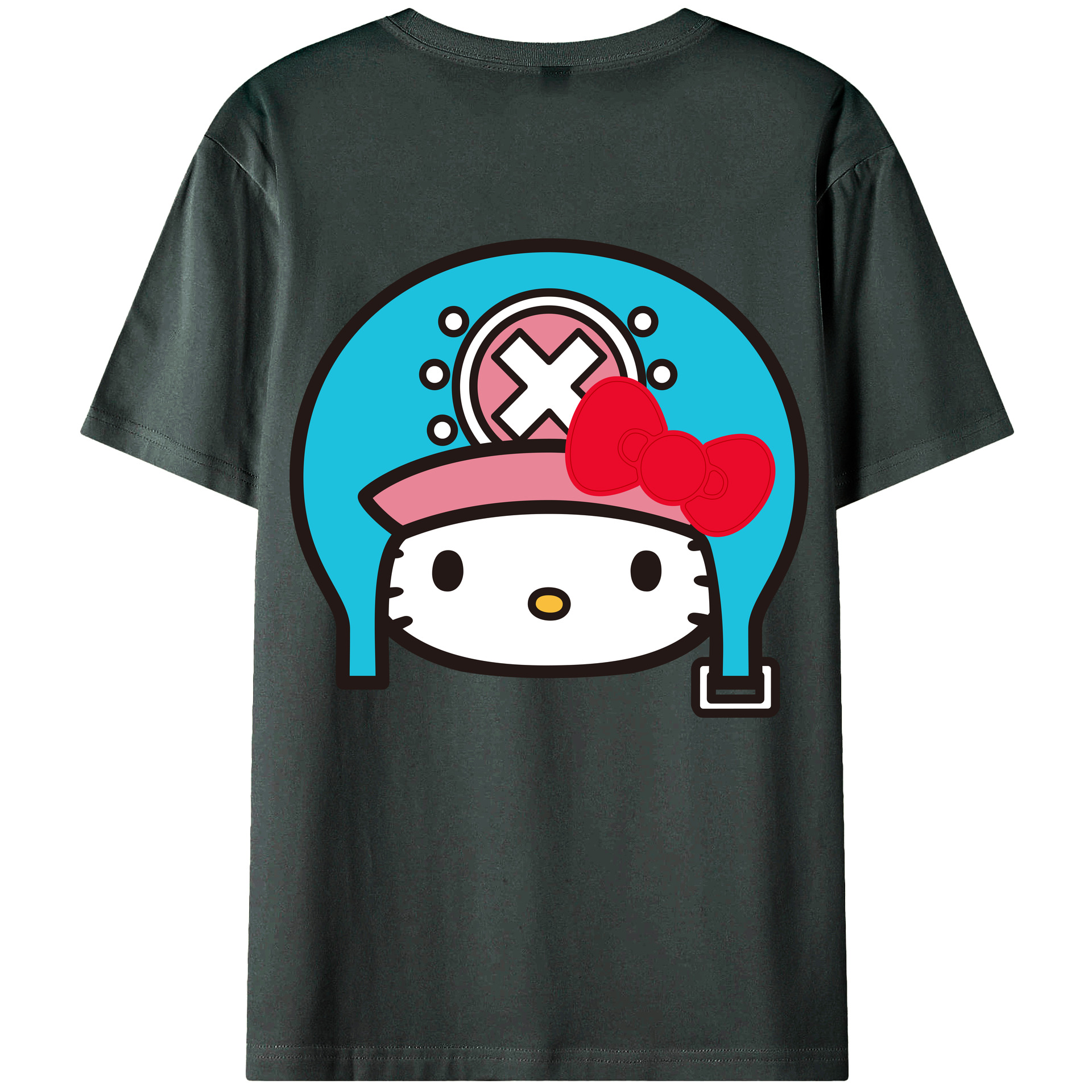 （画像用） Hello Kitty ハローキティ 綿100％ メンズ半袖Tシャツ（バックプリント） 通気性